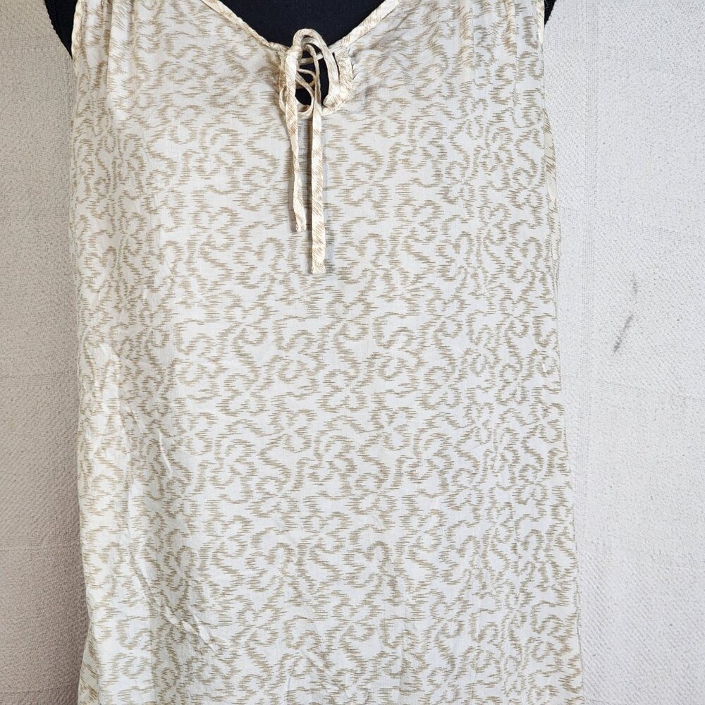 The North Face Cream Abstract Animal Print Viscose Tie Front Annabella Tank Sz L - Picture 4 of 16